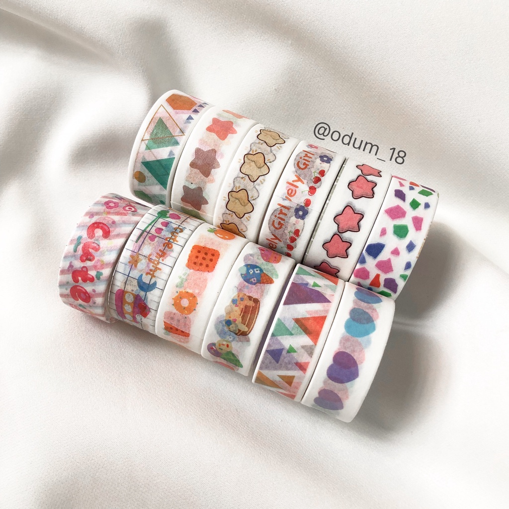 Băng keo washi tape giấy họa tiết đáng yêu 1.5cm x 3m giao ngẫu nhiên