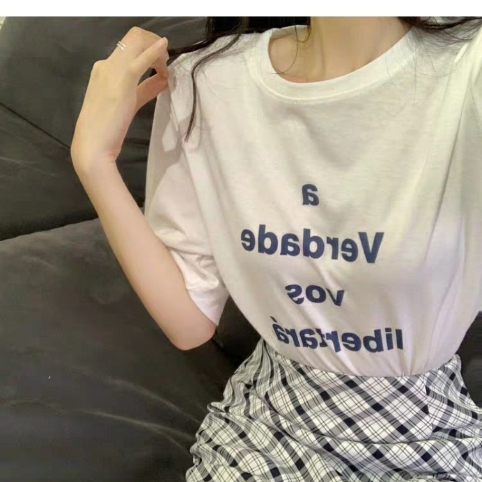 Set Áo Thun Ngắn Tay Và Chân Váy Chữ A Dáng Rộng Phong Cách Hàn Quốc Mới Cho Nữ