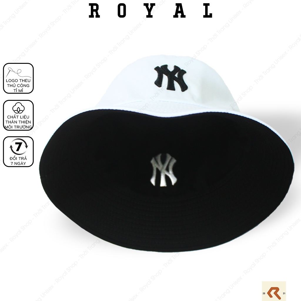 Mũ Bucket Nón Bucket Tai Bèo Nam Nữ 2 Mặt Ny Vải Kaki new york yankees Unisex - Royal Caps