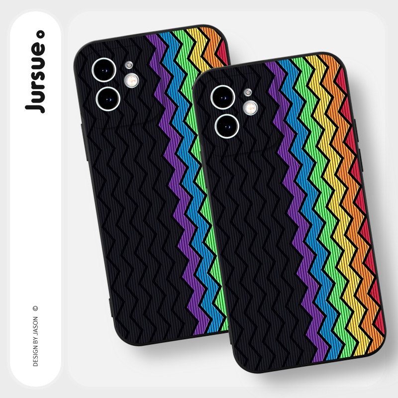 Ốp lưng JURSUE mềm chống bẩn hình độc lạ ngầu đen Cho iPhone 14 13 12 11 Pro Max SE 2020 X XR XS 8 7 ip 6S 6 Plus Y2436