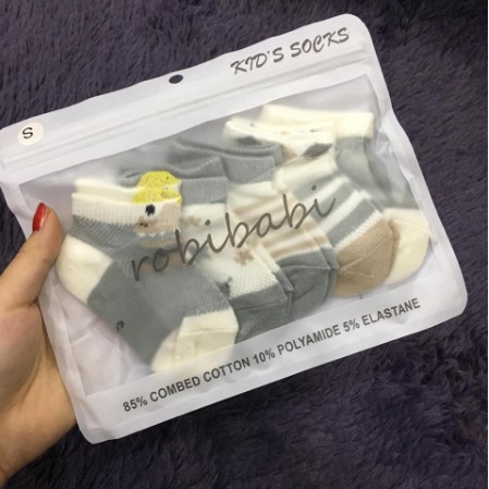 Set 5 Đôi Tất Robibabi 100% Cotton Cho Bé