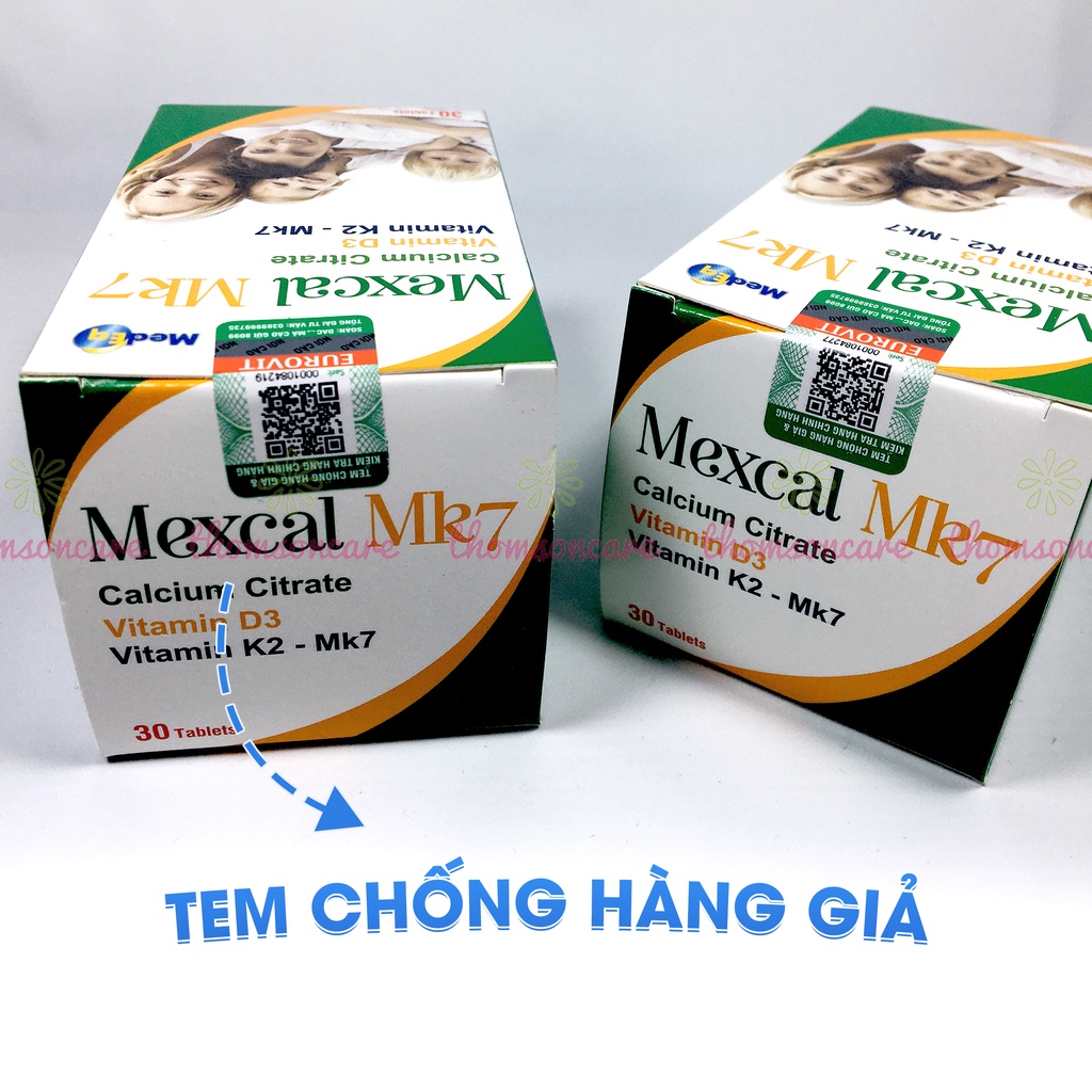 Canxi hữu cơ tăng chiều cao Mexcal MK7 từ Châu Âu,bổ sung calci có thêm D3 và K2 giảm loãng xương cho mẹ bầu