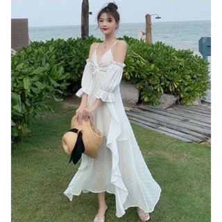 VÁY MAXI TRẮNG TIỂU THƯ CHẤT ĐẸP SẴN