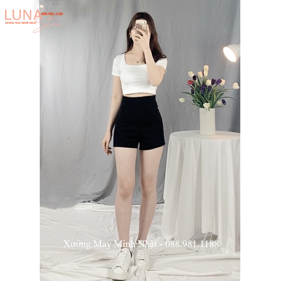 Quần short dance nữ lưng cao cạp liền khóa sau vải Umi co giãn - Quần đùi nữ ôm eo mông tập nhảy yoga gym múa tôn dáng