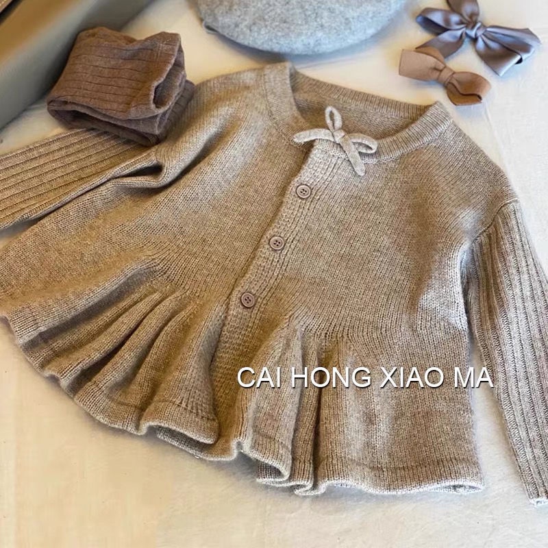 Áo Khoác Cardigan Len Dệt Kim Thời Trang Mùa Thu 2022 Dễ Thương Cho Bé Gái