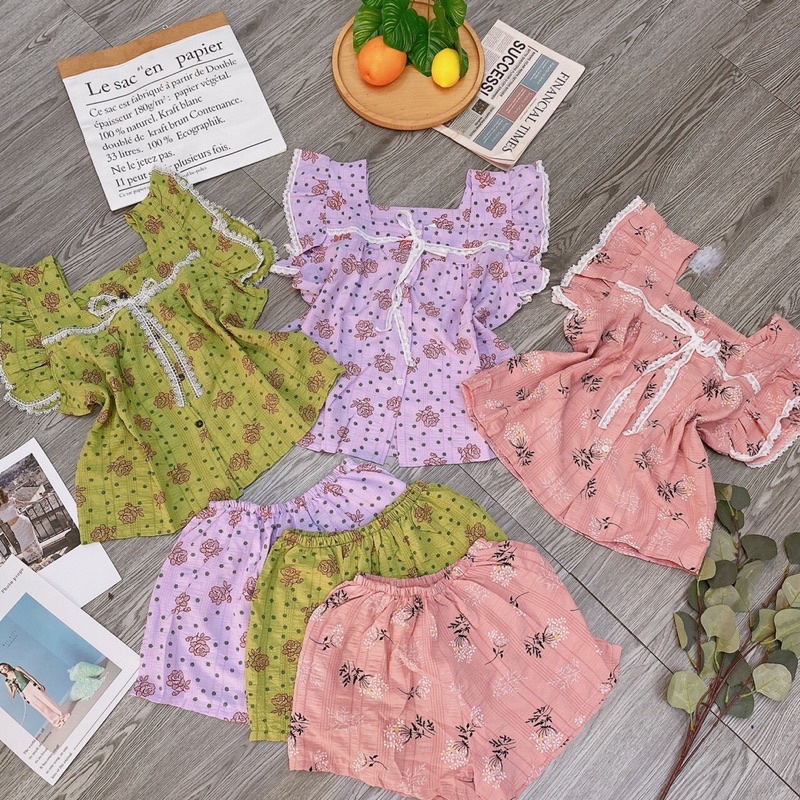 Bộ Đùi Tay Cánh Tiên Vải Xốp Mịn freesize 63kg