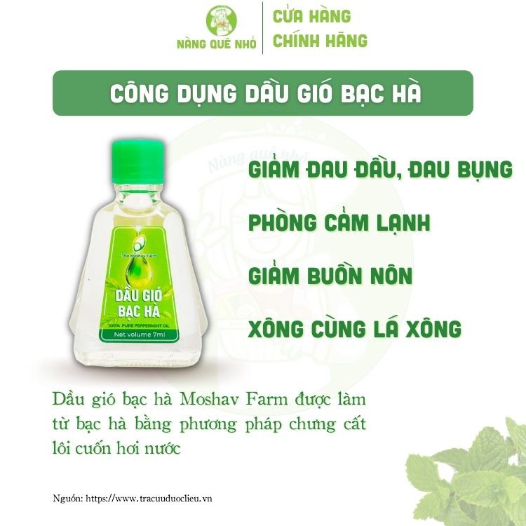 Dầu Gió Bạc Hà Thơm Dịu Thông Mũi Giảm Say Xe The Moshav Farm