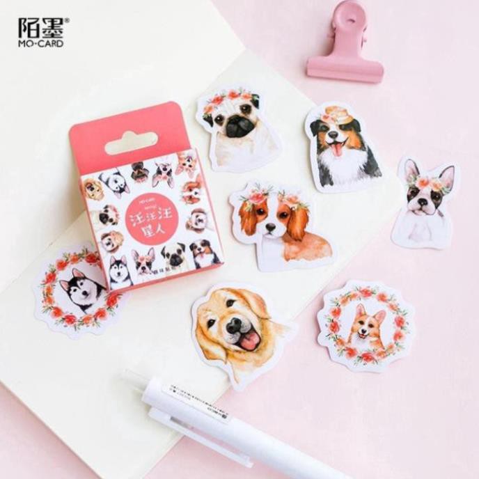 Bộ 45 miếng dán hình cún cưng trang trí DIY độc đáo E84