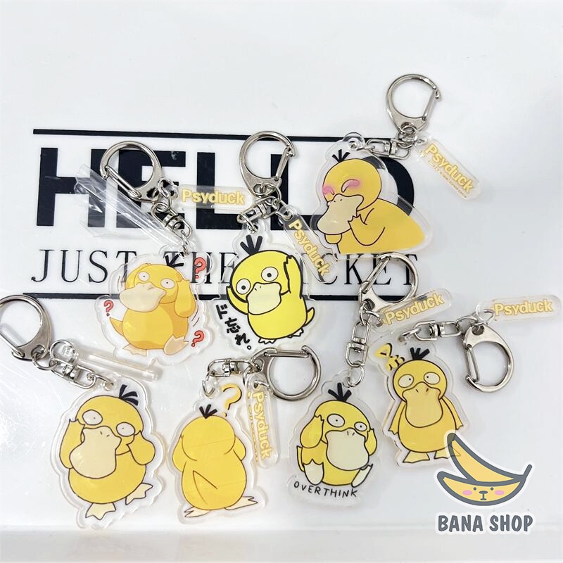 Móc khoá mica vịt vàng bối rối ngốc nghếch Psyduck pokemon ngộ nghĩnh cute