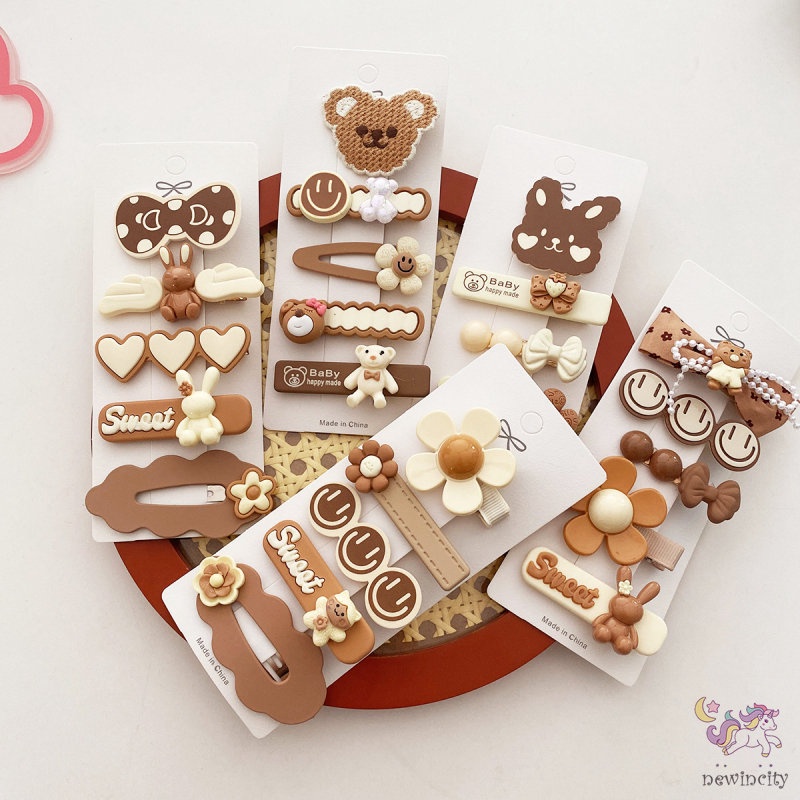 Set 5 Kẹp Tóc Kiểu Công Chúa Dễ Thương Xinh Xắn Phong Cách Hàn Quốc Cho Bé Gái