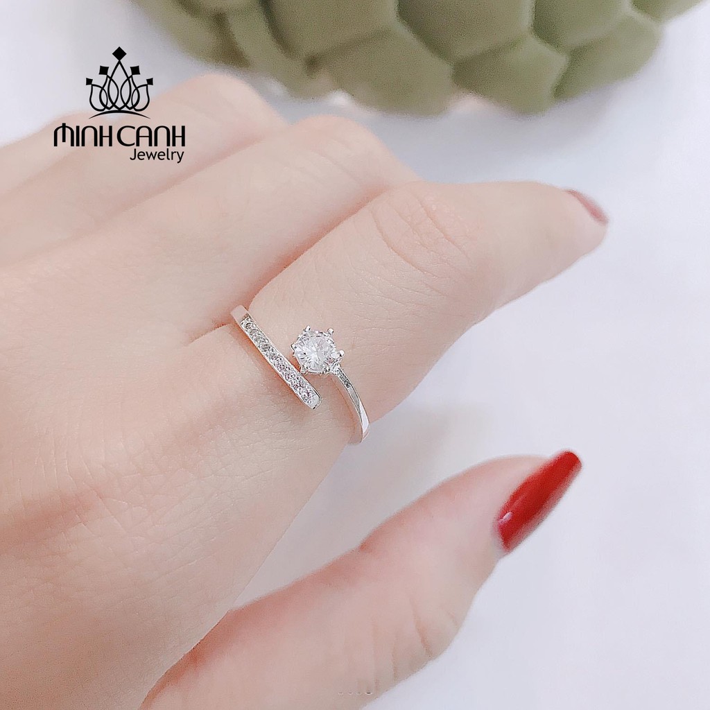 Nhẫn Bạc 6 Chấu Đính Đá Dáng Hở Freesize - Minh Canh Jewelry