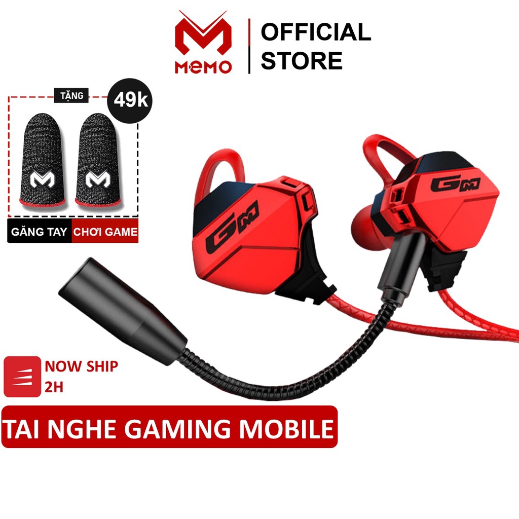 Tai nghe gaming cho điện thoại MEMO G-Pro chơi game Pubg FF Tốc Chiến có mic 10cm - Hàng Chính Hãng