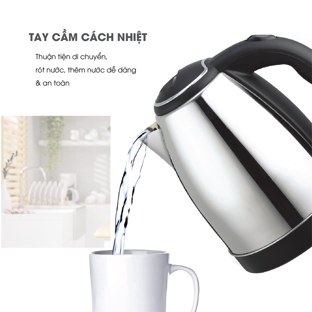 [Mã BMBAU50 giảm 10% đơn 99k] Ấm Siêu Tốc MATIKA Inox 1.8L MTK18