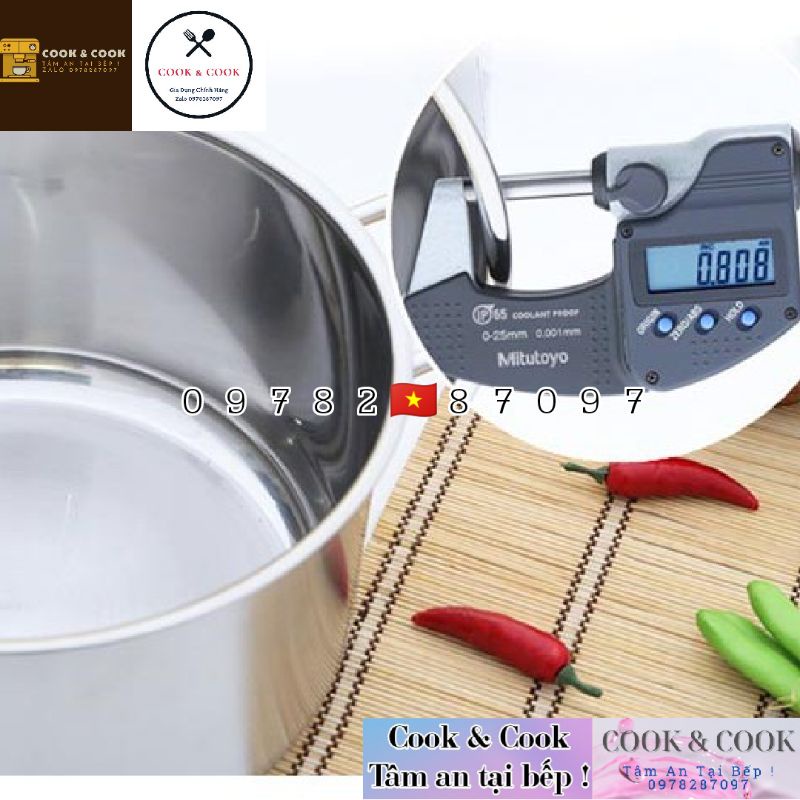 [CHÍNH HÃNG] NỒI INOX 3 ĐÁY VIETCOOK ĐỦ SIZE 16, 18, 20, 22, 24, 26, 28 cm, 30 cm, 32 cm NỒI LUỘC GÀ SỬ DỤNG TRÊN BẾP TỪ