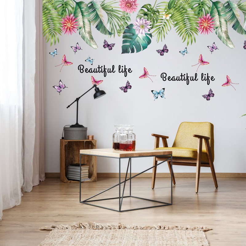Decal dán tường lá nhiệt đới