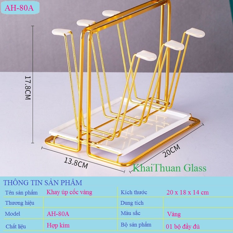 Khay Úp Cốc Hợp Kim Sơn Vàng Có Đĩa Hứng Nước Tay Cầm Chắc Chắn Mã AH-80A