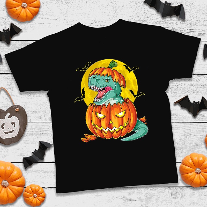 Áo Thun Tay Ngắn Họa Tiết halloween Khủng Long Ngộ Nghĩnh Cho Bé