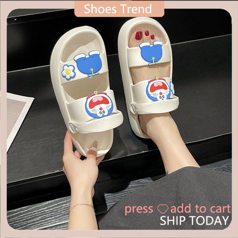 Dép bánh mì đế cao dép đi biển dép dễ thương Dép Sandal Đế Xuồng Hình Doraemon Dễ Thương Cho Nữ