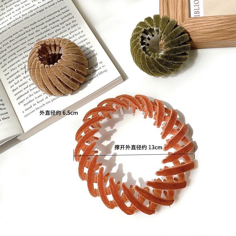Kẹp búi dây buộc tóc nhung hỗ trợ buộc tóc cao đuôi ngựa dành cho nữ phong cách Hàn Quốc
