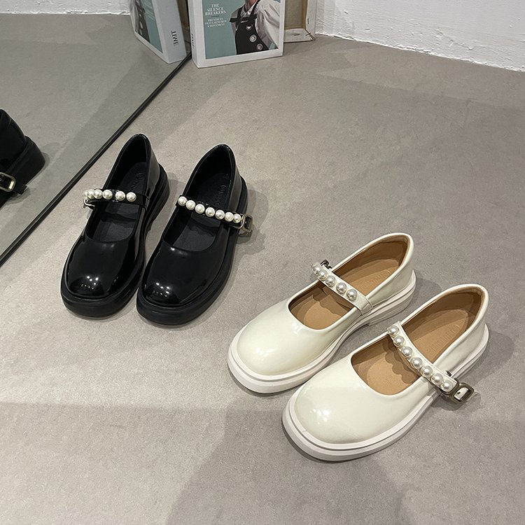 [ Mã 66CBSALE giảm 30K đơn 200K] Giày Búp Bê Nữ Đính Ngọc Trai Mô Phỏng Xinh Xắn