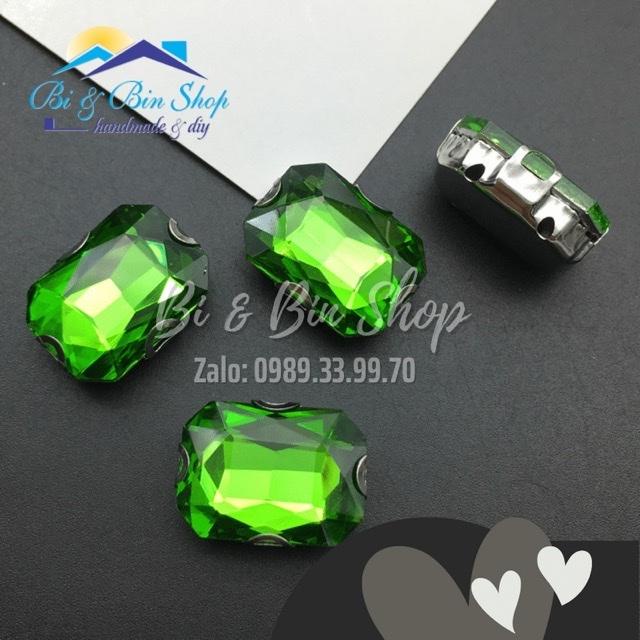 10 Viên Đá Đế Chữ Nhật 13x18mm Đính Kết Trang Phục Thời Trang, Trang Trí Vương Miện - Bi &amp; Bin Shop