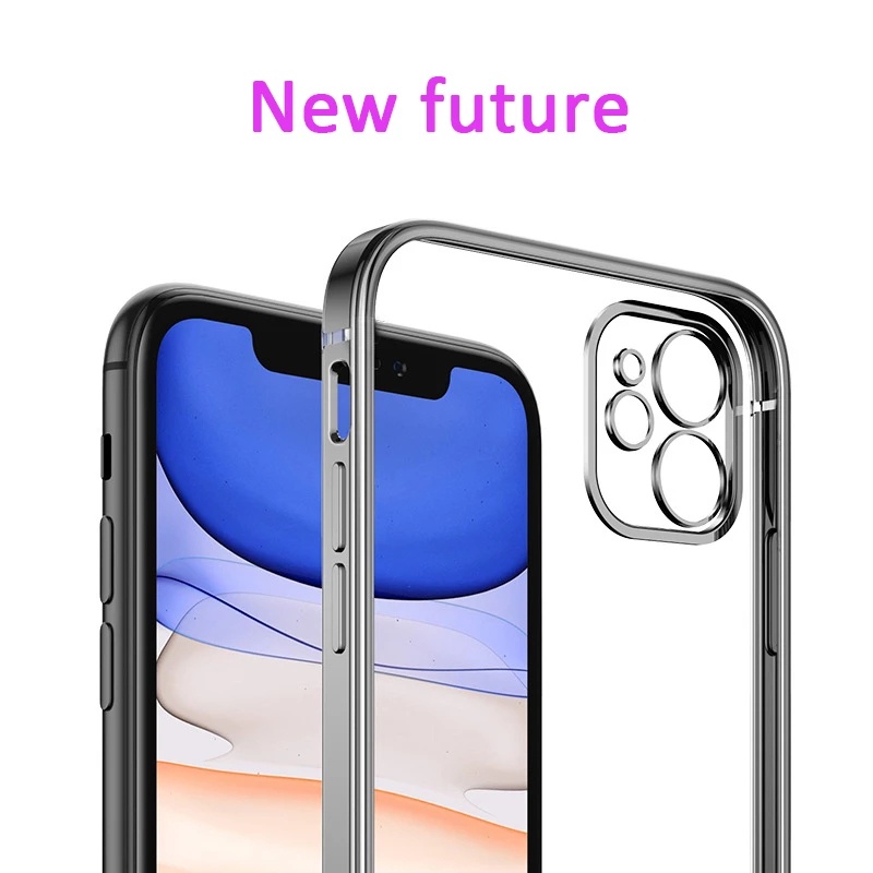 Ốp Điện Thoại tpu Mềm Trong Suốt Khung Vuông Mạ Sang Trọng Cho iPhone 13 12 11 Pro Max Mini x xr xs se 2020