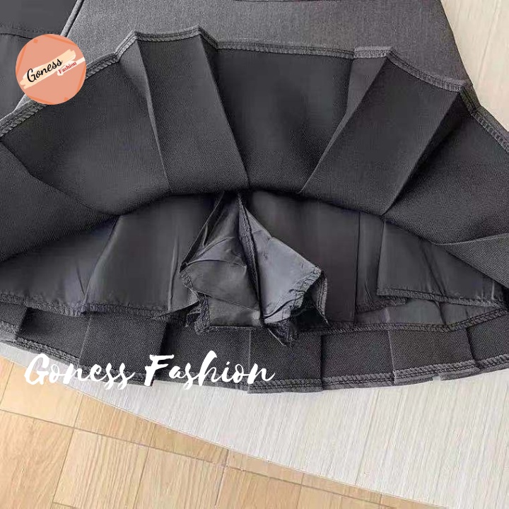 Chân váy xếp ly Goness cạp cao dáng chữ a phong cách tennis xòe kiểu li ngắn bản to thời trang Hàn Quốc | BigBuy360 - bigbuy360.vn