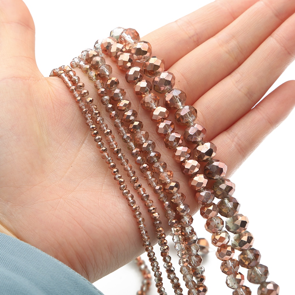Chuỗi Hạt Pha Lê Bán Trong Suốt Hai Màu Kích Thước 2-10mm Dùng Làm Đồ Trang Sức Thủ Công DIY