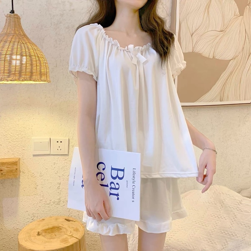 Bộ đùi lụa cao cấp, Bộ lụa cộc tay mềm mại, mặc nhà tiểu thư baby C05