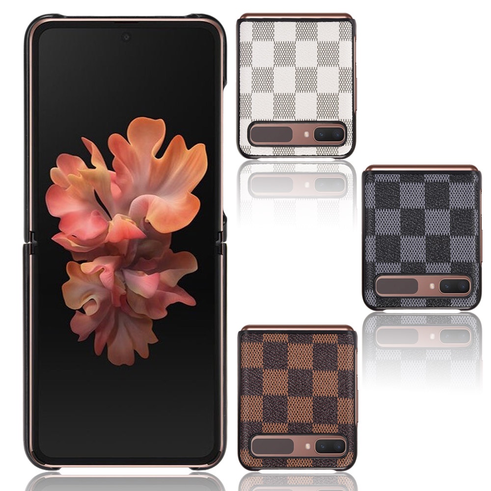 Ốp Điện Thoại Da Sọc Caro Chống Rơi Cho Samsung Galaxy Z Flip 5 4 3 2