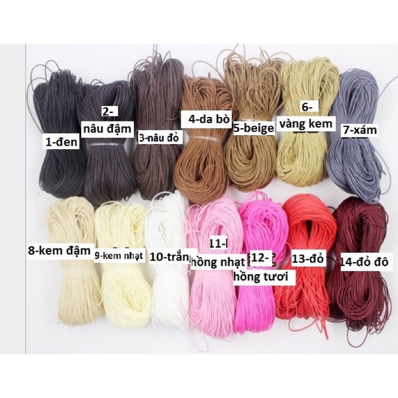 10m dây sáp wax Đài Loan 1/1.5mm lõi xoắn 3 sợi đan vòng, làm đồ handmade, trang trí