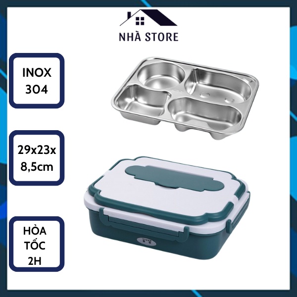 Hộp cơm cắm điện Cao Cấp lõi inox 304 cắm điện giữ nhiệt dung tích 1,2l có khay đựng đũa thìa