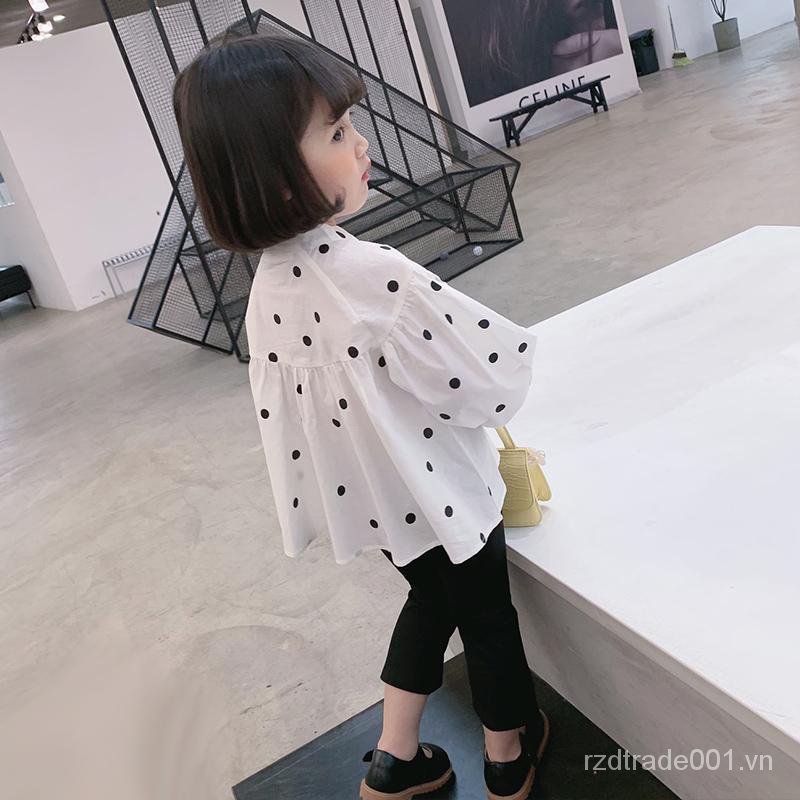 Set Áo Cánh Dơi Họa Tiết Chấm Bi Và Quần Legging Cho Bé Gái