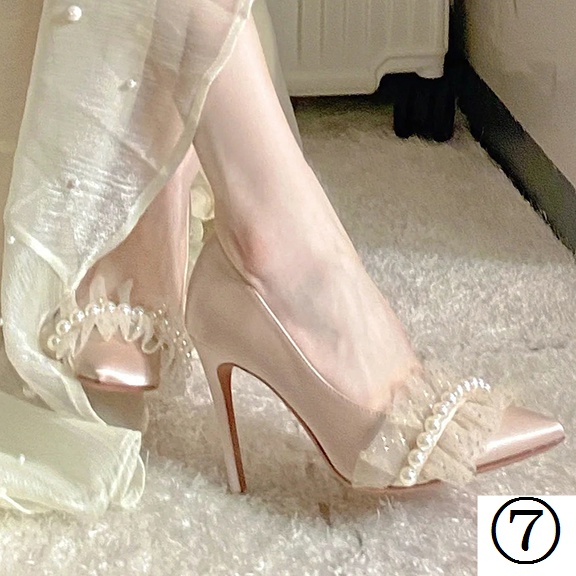 Giày Cao Gót Đính Ngọc Trai Phong Cách Thời Trang Pháp 2022 Mới