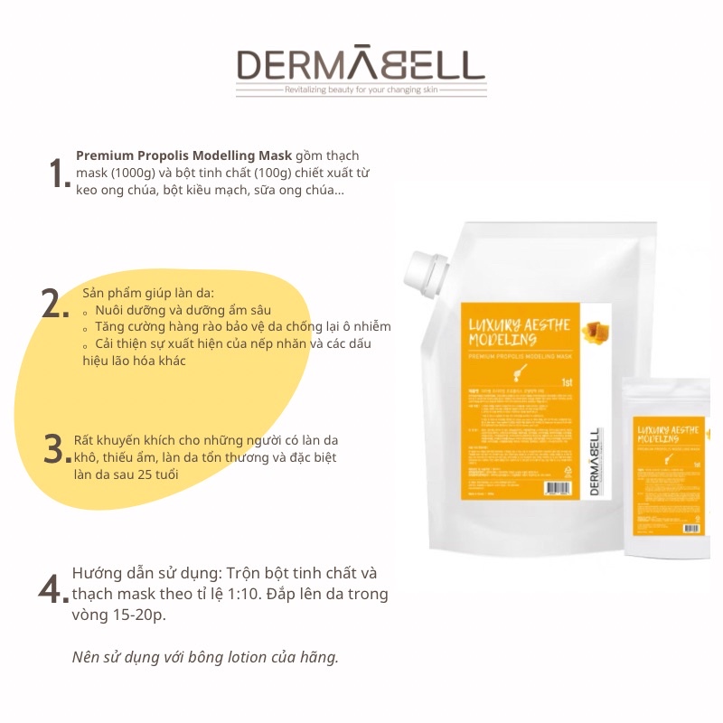 Fullsize Mặt nạ keo ong chúa Dermabell Premium Propolis Modelling Mask làm mềm da và cấp ẩm