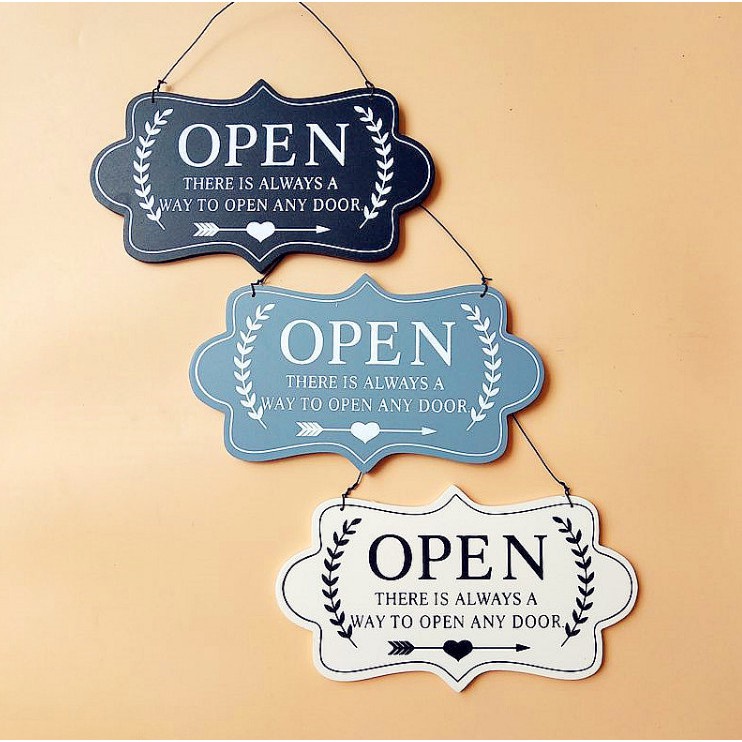 Bảng Treo Open Close Trang Trí Hoa Văn