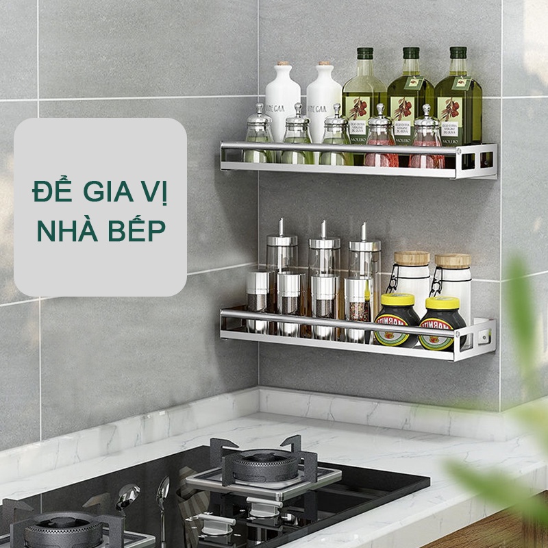 Kệ Gia Vị Nhà Bếp , Kệ Dán Tường Inox 304 Sang Trọng