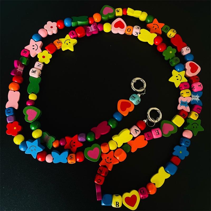 Dây Đeo Chéo Dài 110cm Bằng Gỗ Họa Tiết Hoa Có Móc Treo Túi Xách / Điện Thoại