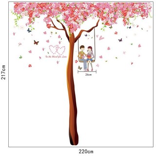 Decal dán tường Cây đào hạnh phúc size lớn 2 - DCX028