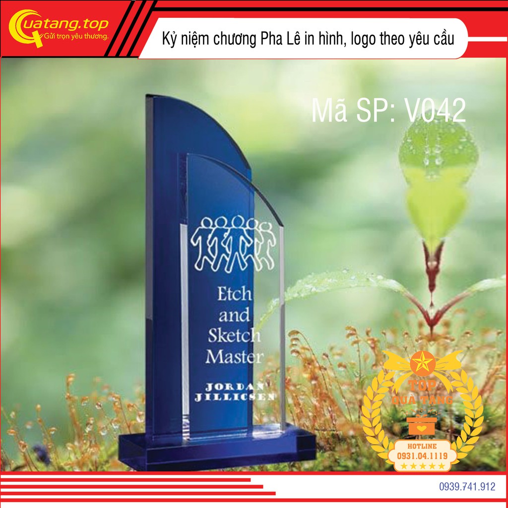 Cúp pha lê cao cấp TopGift quà tặng lưu niệm ý nghĩa tôn vinh cá nhân, tập thể