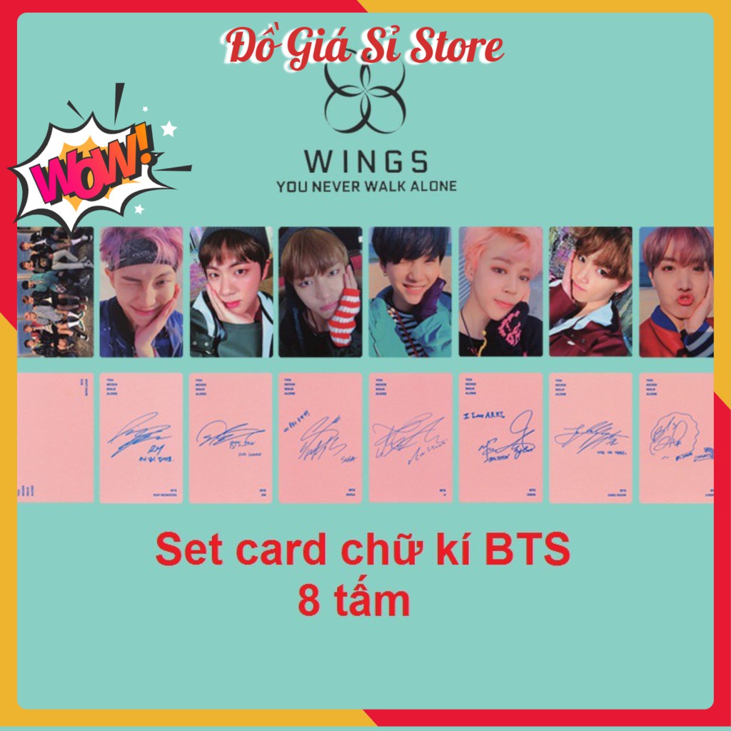Set card có chữ kí BTS - hồng [Đơn 50k tặng kẹp tóc Hàn Quốc cực xinh]