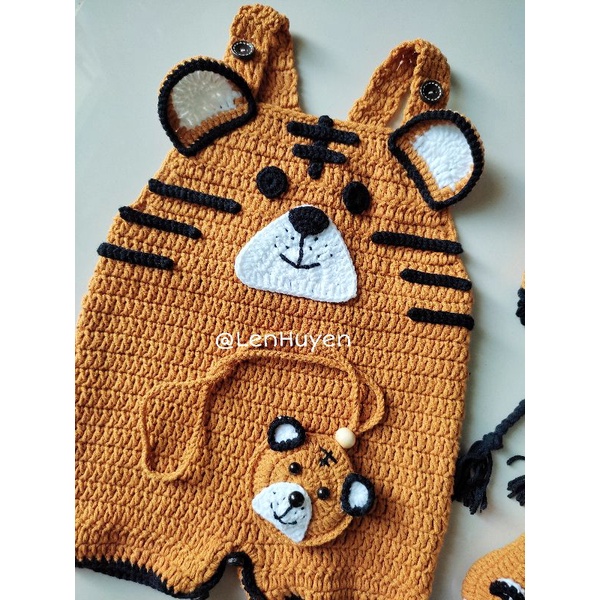 Set con Cọp con Hổ quần yếm nón giày đồ len handmade cực xinh xắn dễ thương