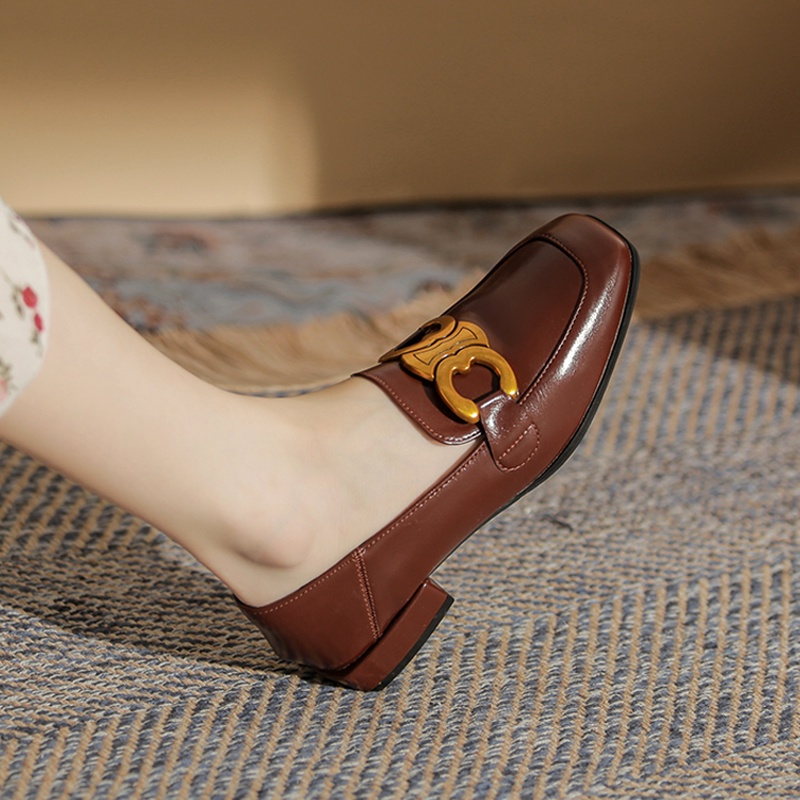 Giày loafer da mềm đế bằng 2cm phong cách Anh Quốc cổ điển thời trang dành cho nữ