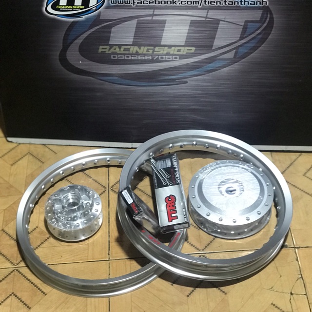 COMBO Bộ Bánh CĂM  niềng  nhôm DALE thái + căm mạ crom bóng _+ đùm bạc xe  vision ab125 vario click luvias mio luvias