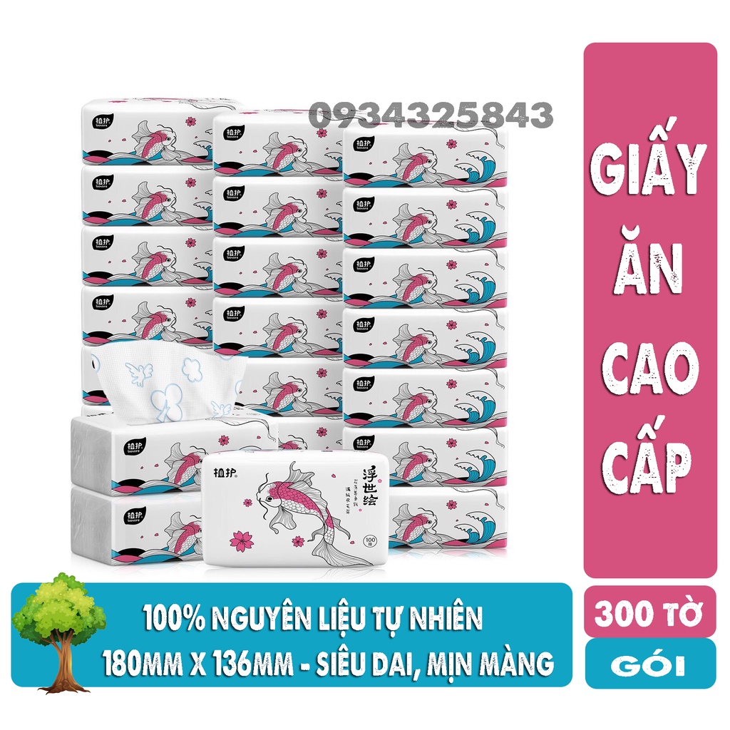 Thùng 24 gói giấy ăn Cao Cấp Cá Chép siêu dai, siêu mịn