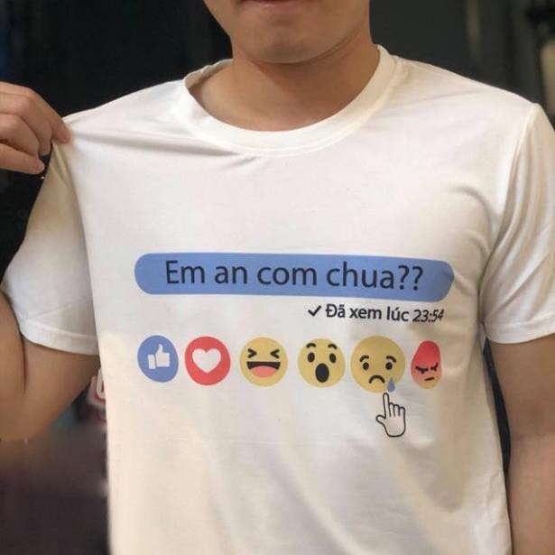 Free Ship Áo Thun Ngắn Tay UNISEX Em Ăn Cơm Chưa