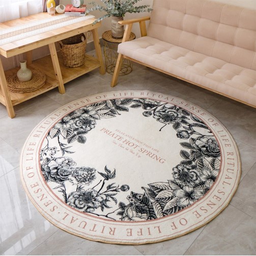 Thảm Tròn Lông Cừu Trang Trí Phòng Khách Phòng Ngủ Họa Tiết Bắc Âu
