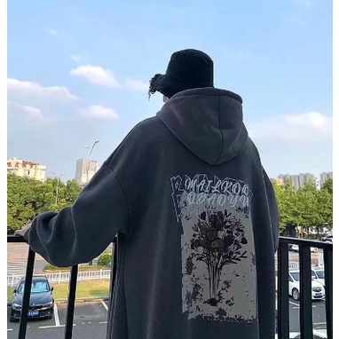 Áo Khoác Hoodie Nhung Tay Dài Dáng Rộng In Hình Phong Cảnh Mỹ Mùa Thu Đông Size M-8XL Plus Size Cho Cặp Đôi