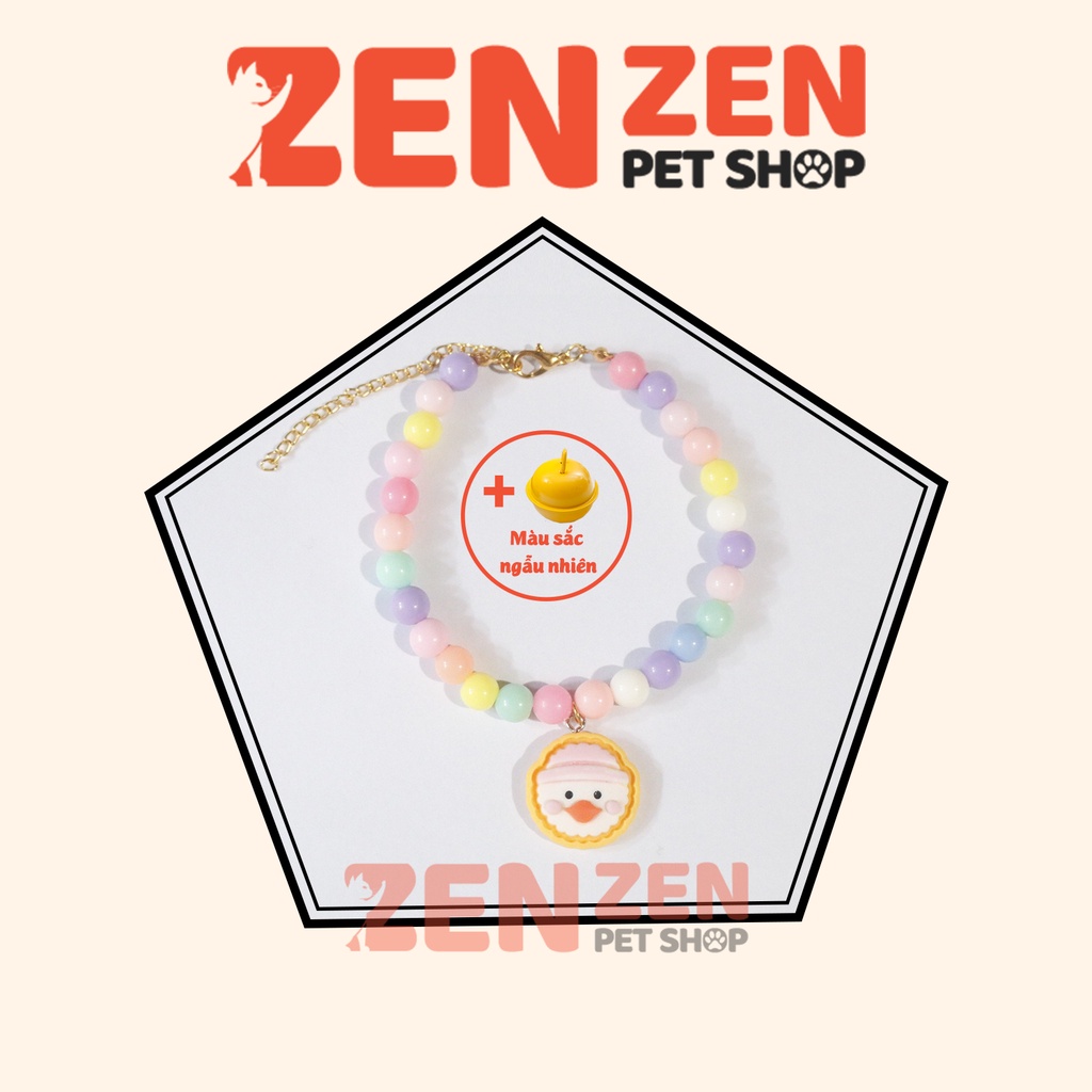 Vòng cổ cho chó mèo - Hạt chuỗi màu Pastel có Charm siêu dễ thương - tặng kèm chuông - Zen Zen Pet Shop