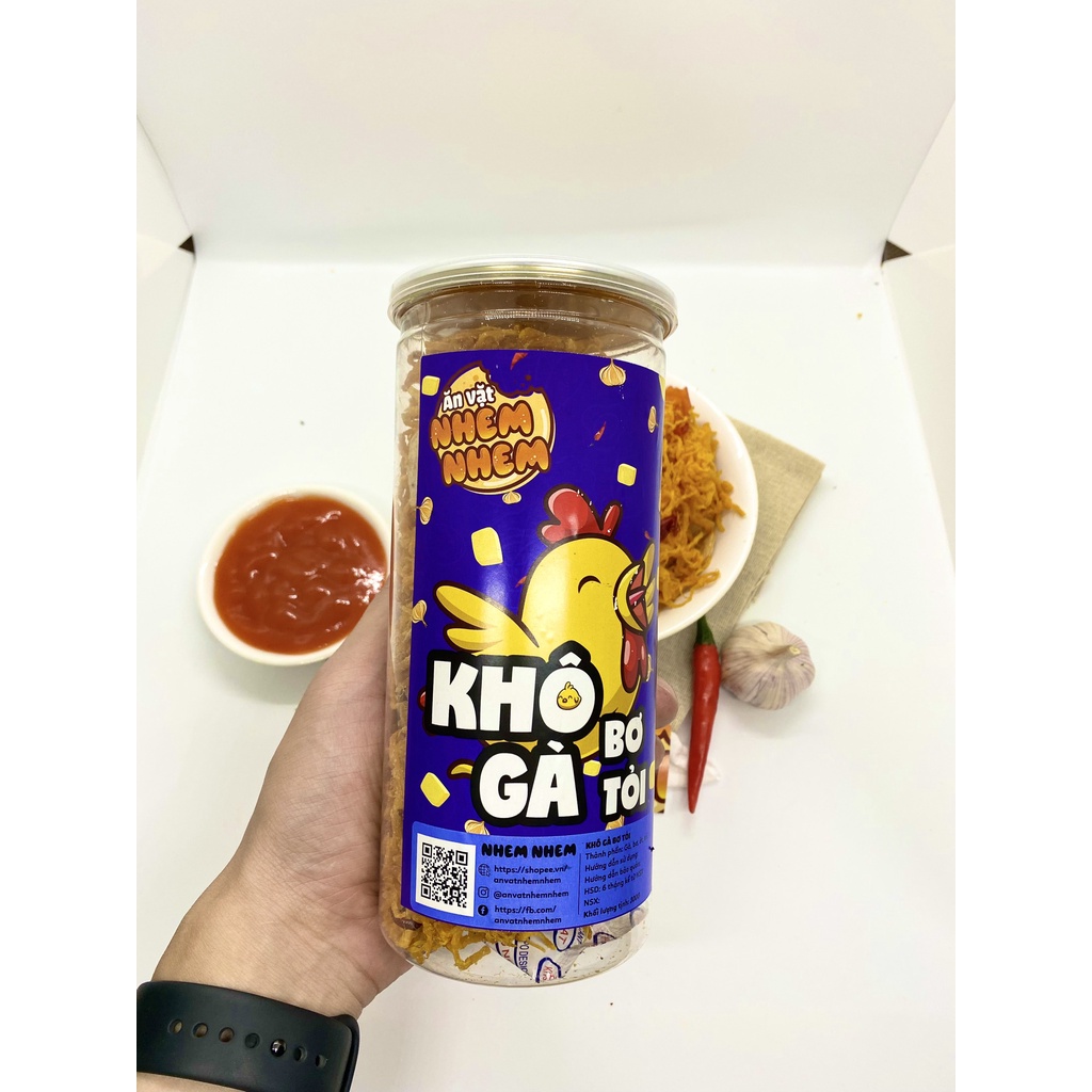 Khô gà bơ tỏi Nhem Nhem 300g Đồ ăn vặt Hà Nội vừa rẻ vừa ngon | BigBuy360 - bigbuy360.vn